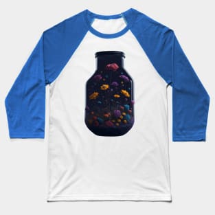 Cosmic Flowers in a Mason Jar Baseball T-Shirt